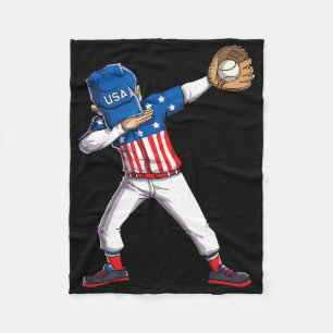 Cobertor De Velo Jogador de beisebol Dabbing 4 de julho EUA Bandeir