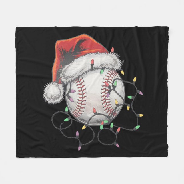 Cobertor De Velo Jogador de beisebol de Natal para papais noeis (Frente (Horizontal))