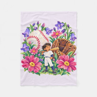 Cobertor De Velo Jogador de Beisebol Floral Presente Esportivo Rosa