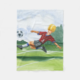 Cobertor De Velo Jogador de futebol batendo uma bola por Jay Throck