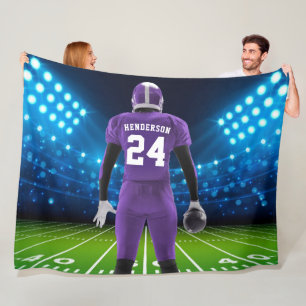 Cobertor De Velo Jogador Personalizado de Futebol de Jersey Roxo
