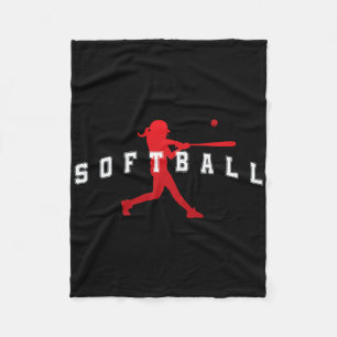 Cobertor De Velo Jogadora do Time Vermelho de Softbol Varsity Texto