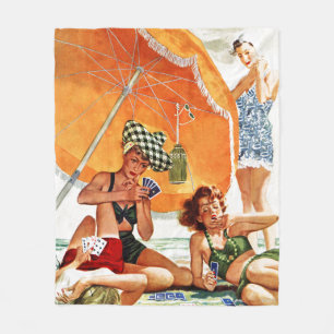 Cobertor De Velo Jogo de cartas na praia por Alex Ross