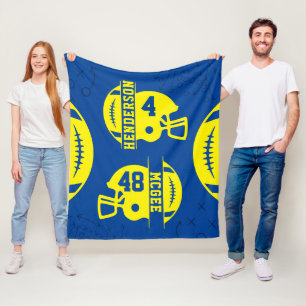 Cobertor De Velo Jogo de Futebol Azul e Amarelo