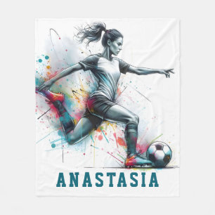 Cobertor De Velo Jogo de jogador de futebol de moça chuta-o colorid
