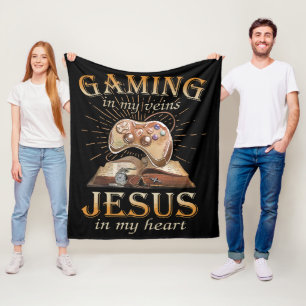 Cobertor De Velo Jogos nas Minhas Veias Jesus no Meu Coração