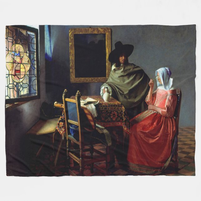 Cobertor De Velo Johannes Vermeer - O Vidro do Vinho (Frente (Horizontal))