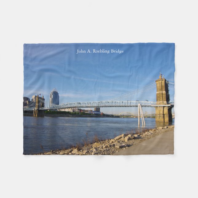 Cobertor De Velo John A. Roebling Bridge fleece coberket (Frente (Horizontal))