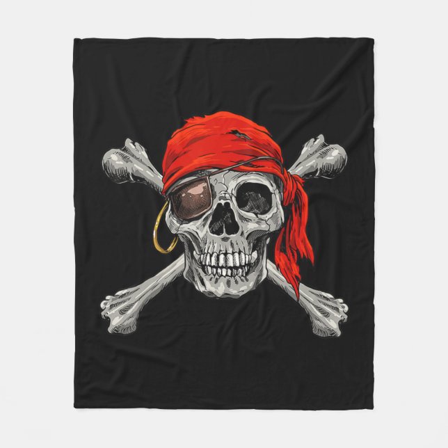 Cobertor De Velo Jolly Roger Pirate Skull Crossbones Halloween (Frente)