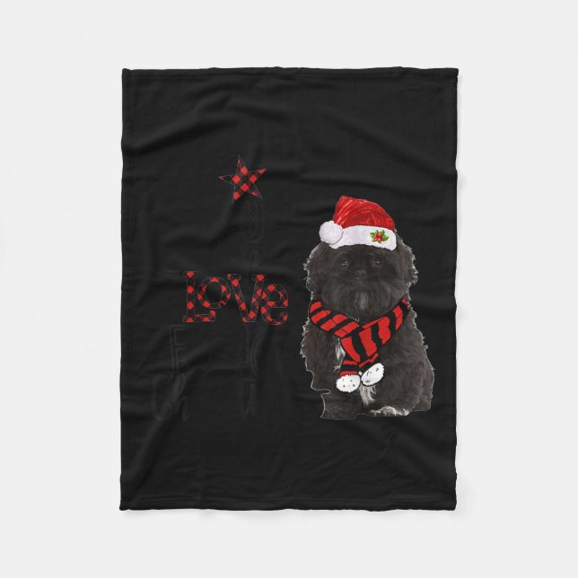 Cobertor De Velo Joy Hope Love Peace Christmas Black Shih Tzus 2020 (Frente)