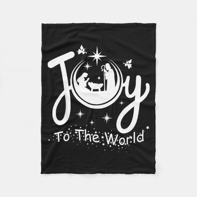 Cobertor De Velo Joy To The World Jesus Christmas Nativity Scene Fa (Frente)