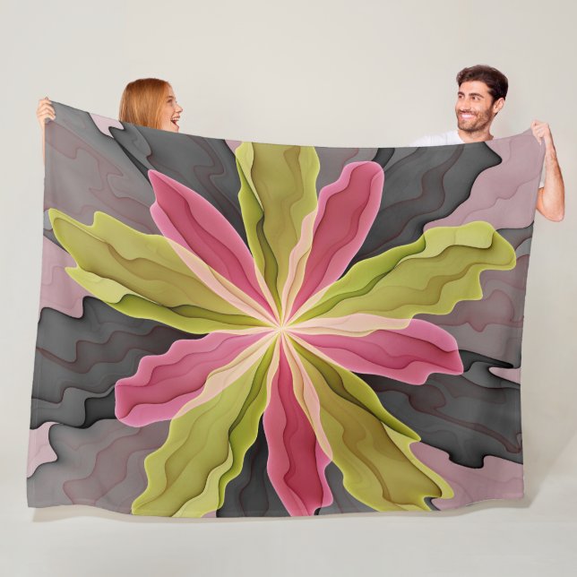 Cobertor De Velo Joy, verde rosa, Antracite Fantasia Flor Fractal (In Situ)