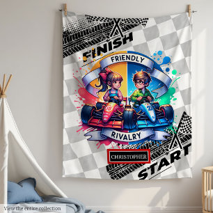 Cobertor De Velo Joyful Sport Car Blanket Racing Watercolor Boy