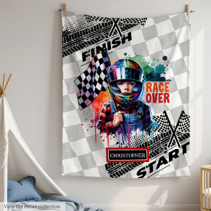Cobertor De Velo Joyful Sport Car Blanket Racing Watercolor Boy
