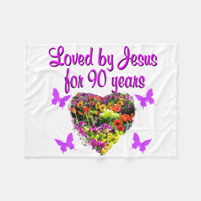 COBERTOR DE VELO JOYOUS 90 ANOS (Frente (Horizontal))