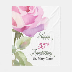 Cobertor De Velo Jubileu de 55 Anos Personalizado Freira Rosa Rosa