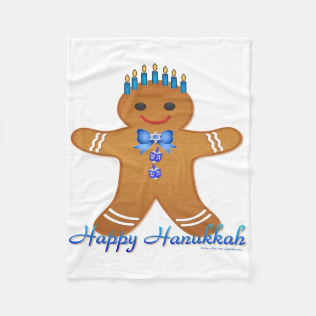 Cobertor De Velo Judaica Hanukkah Gingerpão Man Menorah (Frente)
