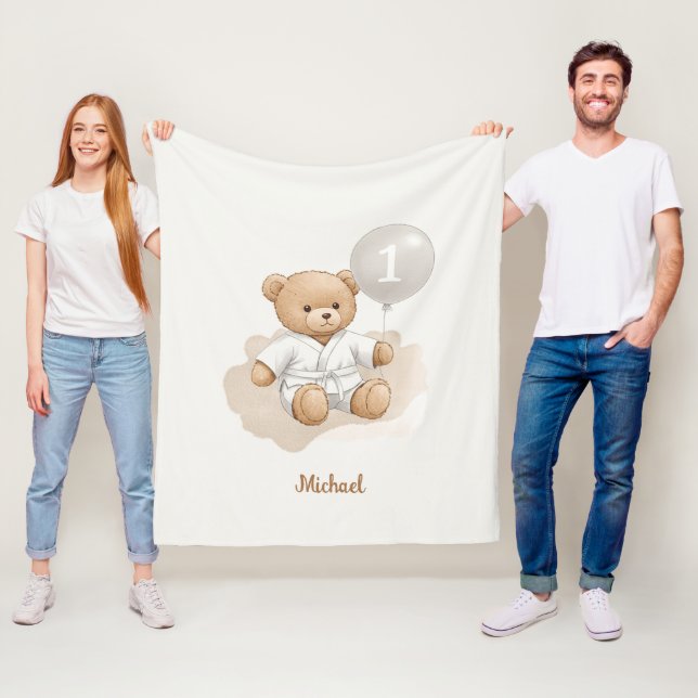 Cobertor De Velo Judo Bear’s First Belt" – 1st Birthday White Belt (In Situ)