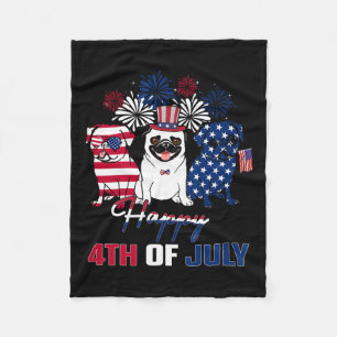Cobertor De Velo Julho americano Bandeira Três Branco Vermelho Pug 