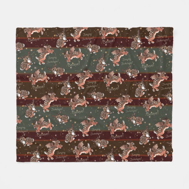 Cobertor De Velo Jumping Jackalope Christmas (Frente (Horizontal))