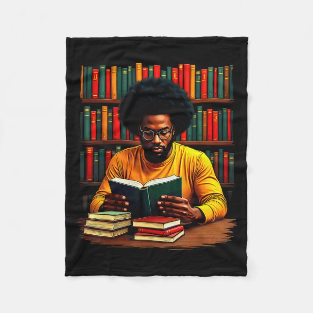 Cobertor De Velo Juneteenth Black Man Reading Books  (Frente)