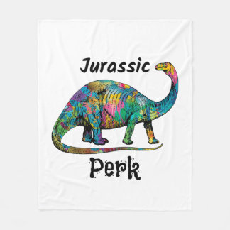 Cobertor De Velo Jurassic Perk Colorido Dinossauro Branco