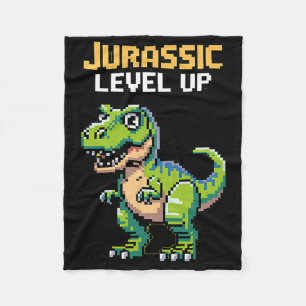 Cobertor De Velo Juric Level Up Pixel Dinossauro Retro Gamer 
