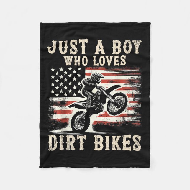 Cobertor De Velo Just A Boy Who Loves Dirt Bikes American Flag Moto (Frente)