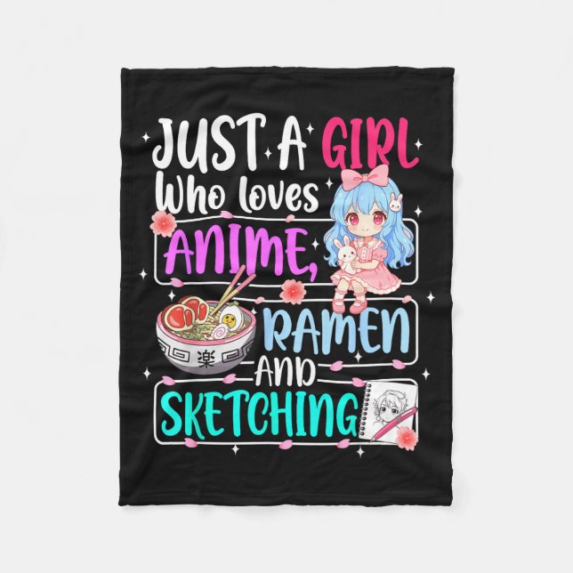 Cobertor De Velo Just A Girl Who Loves Anime Ramen Sketching Japan  (Frente)