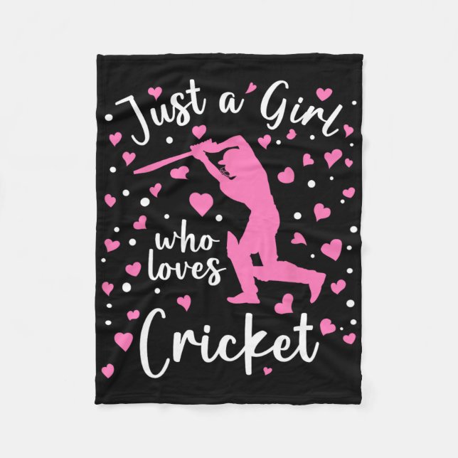 Cobertor De Velo Just A Girl Who Loves Cricket Pink Heart Cricketer (Frente)