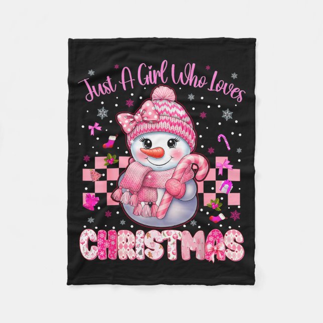 Cobertor De Velo Just A Little Girl Who Loves Christmas Nk Snowman  (Frente)