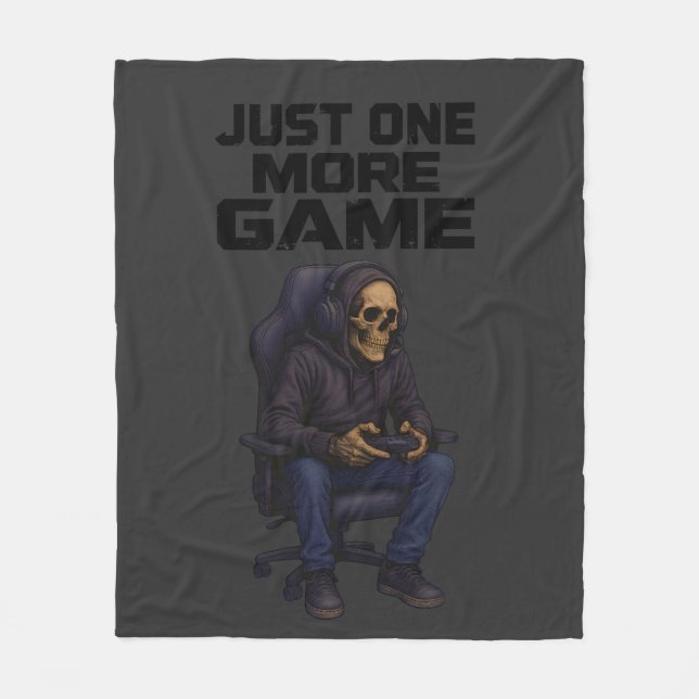 Cobertor De Velo Just One More Gamer Skeleton | Gaming Dark Humor (Frente)