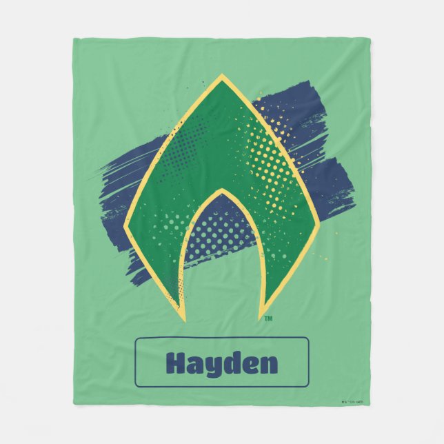 Cobertor De Velo Justice League | Brush & Halftone Aquaman Symbol (Frente)