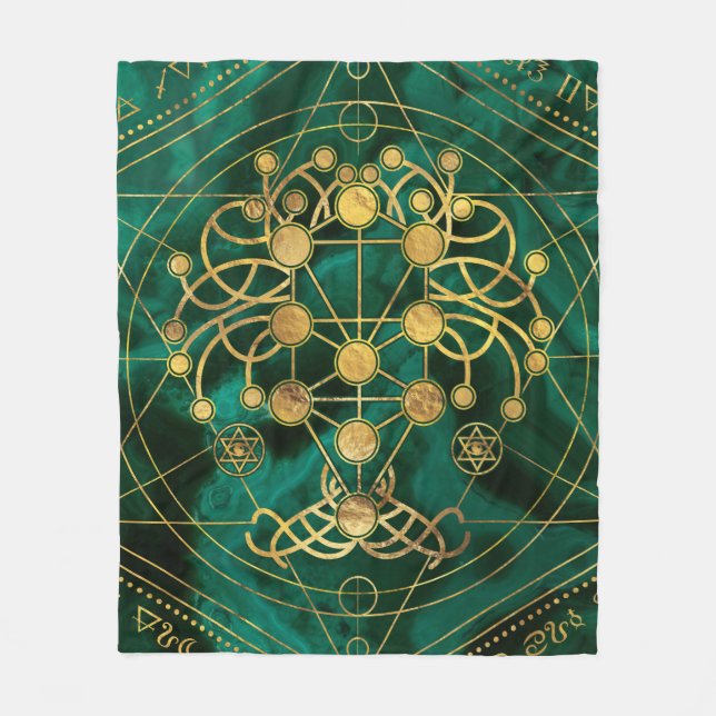 Cobertor De Velo Kabbalah A Árvore da Vida - Malachite (Frente)