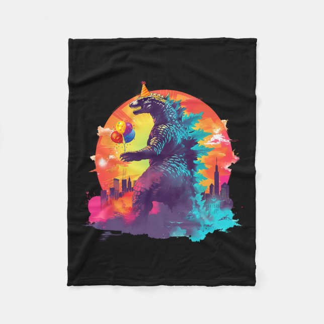 Cobertor De Velo Kaiju Birthday Engraçado Boys Birthday Monster (Frente)