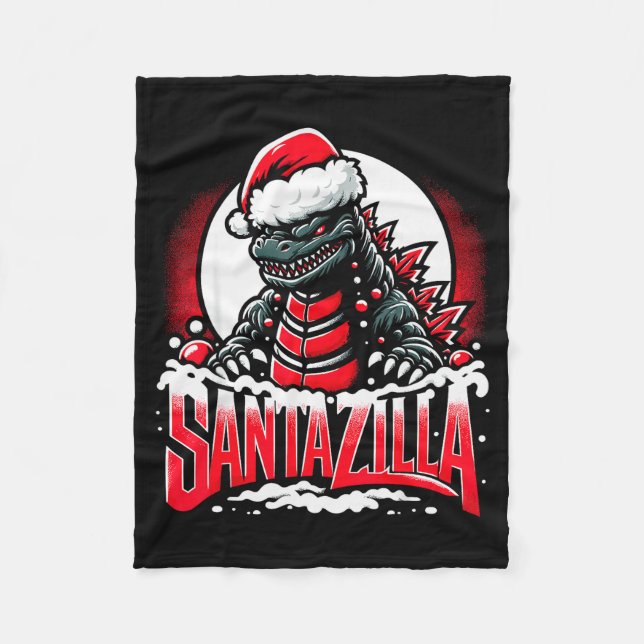 Cobertor De Velo Kaiju Christmas Santazilla Japanese Monster Dinosa (Frente)