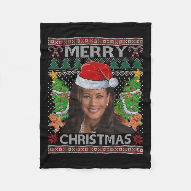 Cobertor De Velo Kamala Harris Camisa de Natal Feliz Camisa Ugly Mu (Frente)