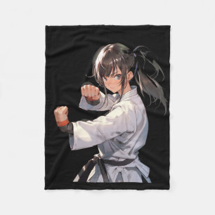 Cobertor De Velo Karate Anime Girl Taekwondo Combatendo Artes Marci