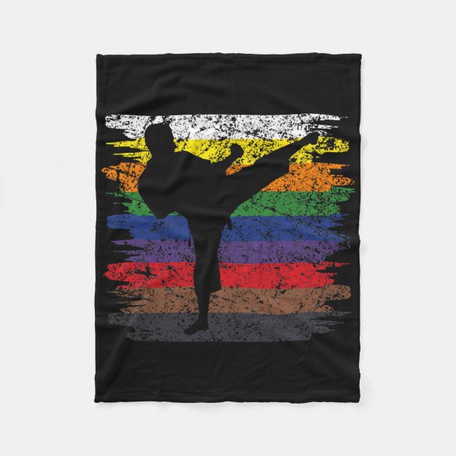Cobertor De Velo Karate Belt Cores Silhouette Martial Arts Boy (Frente)