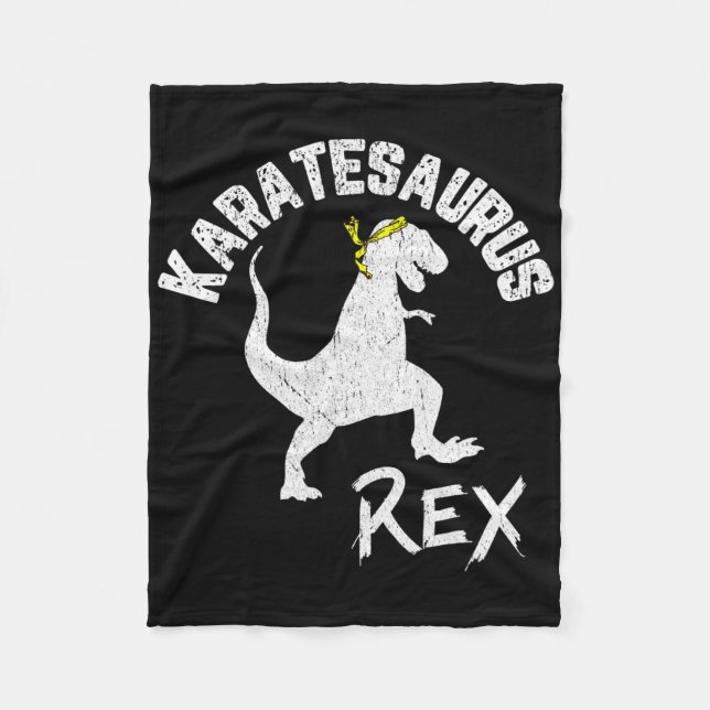 Cobertor De Velo Karate Karatesaurus Rex Dinossauro Engraçado Arte  (Frente)
