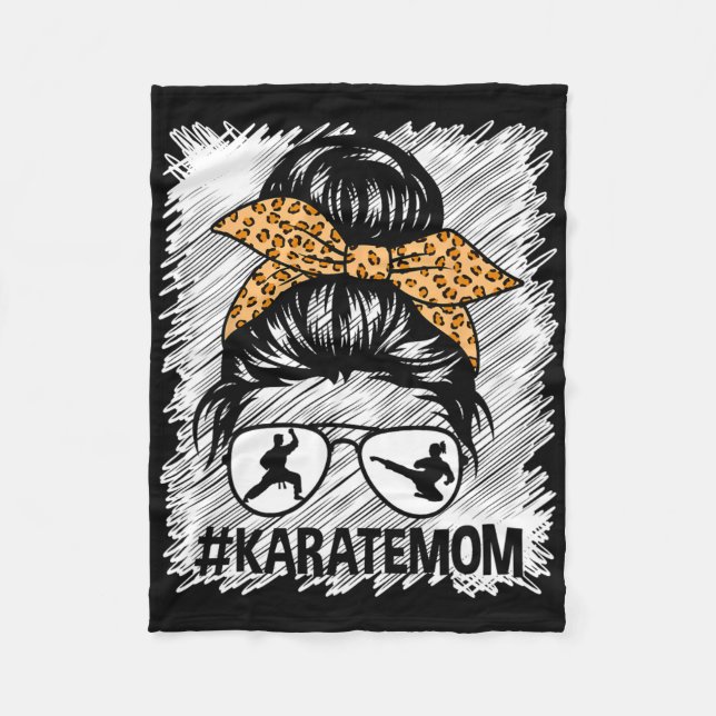Cobertor De Velo Karate Mãe Leopard Messy Bun (Frente)