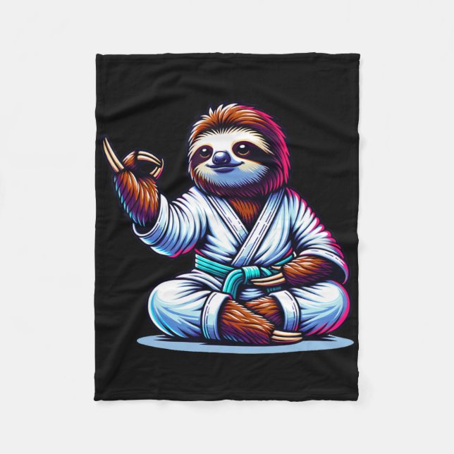 Cobertor De Velo Karate Sloth Abraçando Serenidade Calma (Frente)