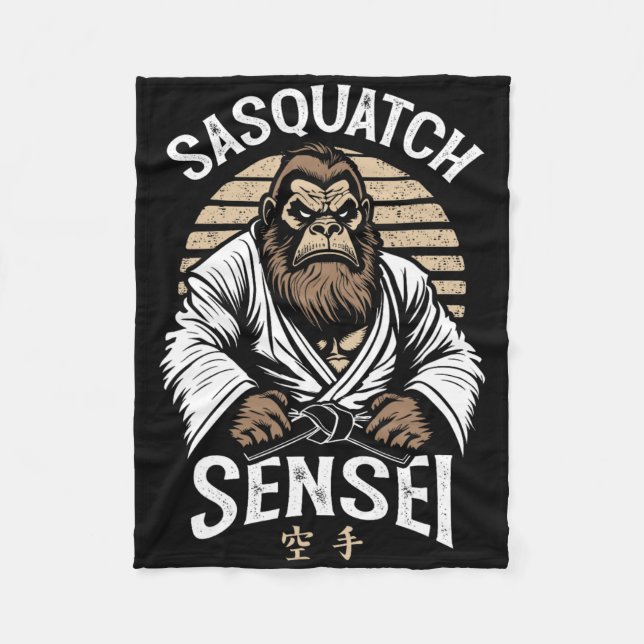 Cobertor De Velo Karate Warrior Legend Sasquatch Sensei Bigfoot Mar (Frente)