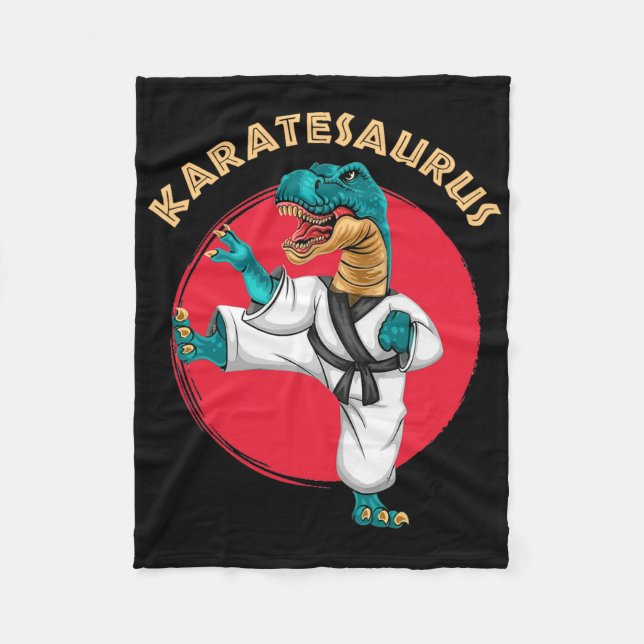 Cobertor De Velo Karatesaurus Karatê Divertido Dinossauro  (Frente)