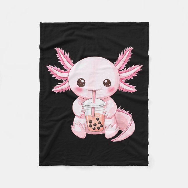 Cobertor De Velo Kawaii Anime Axolote Boba  (Frente)