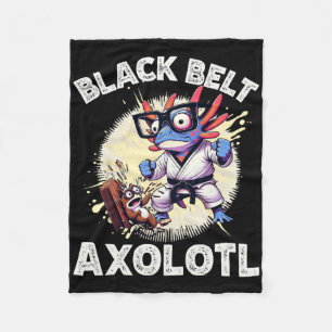 Cobertor De Velo Kawaii Axolotl Faixa Preta Karate Kickboxing Artes