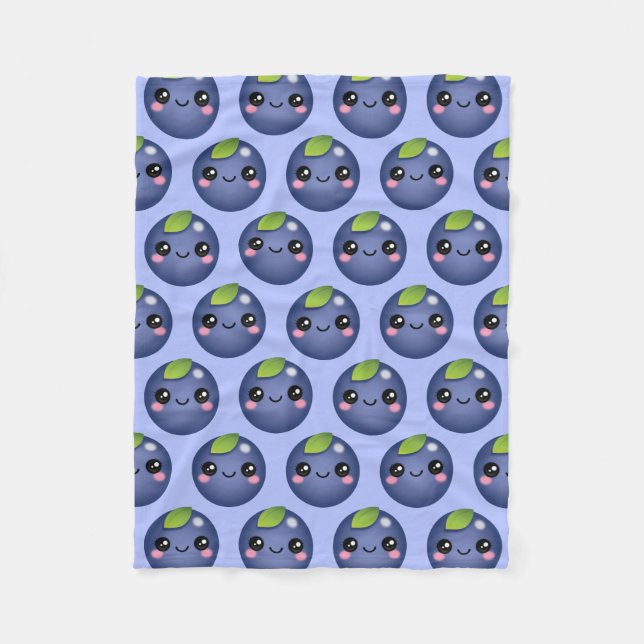 Cobertor De Velo Kawaii Blueberry Fleece Blanket (Frente)