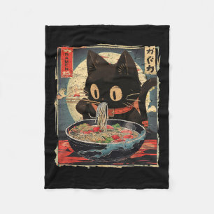 Cobertor De Velo Kawaii Cat Comendo Ramen Noodles Vintage Japonês M