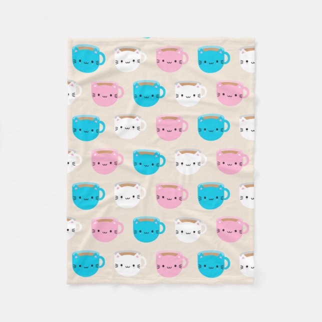 Cobertor De Velo Kawaii Cats Cup (Frente)