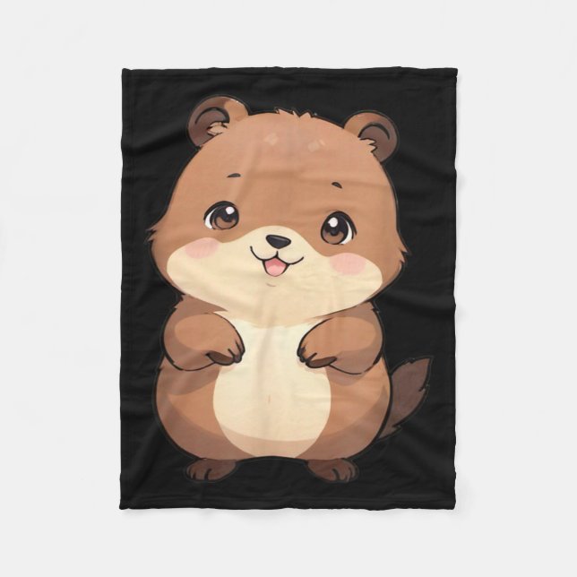 Cobertor De Velo Kawaii Chibi Marmota - Panfurware Llc  (Frente)